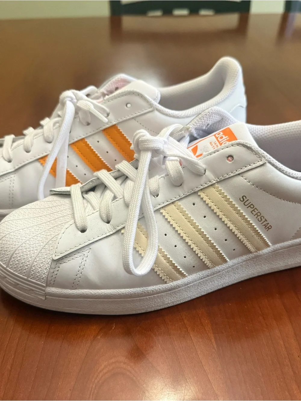 adidas White Sneakers with Orange Accents